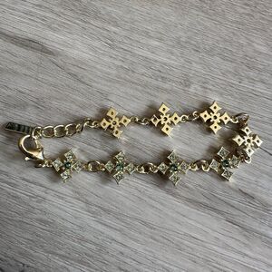 Jewelmint Gold Bracelet with Green and Clear Stones